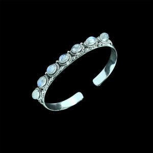 Moon Stone Silver Designer Bangle (31.3 Grm)